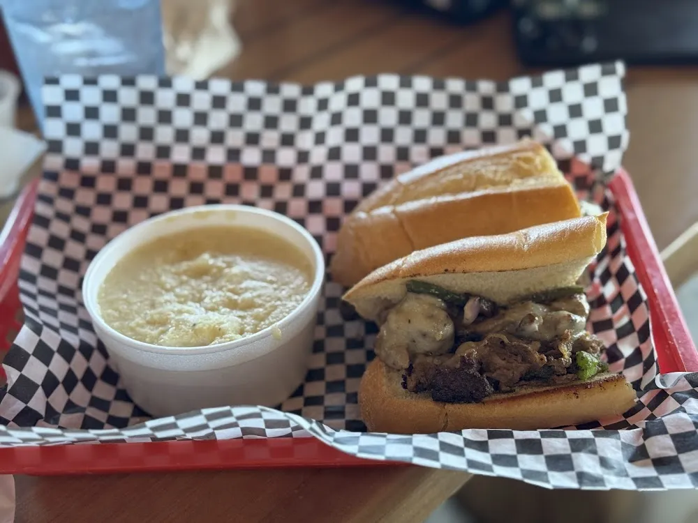 Gouda Grits and Philly Cheese Steak