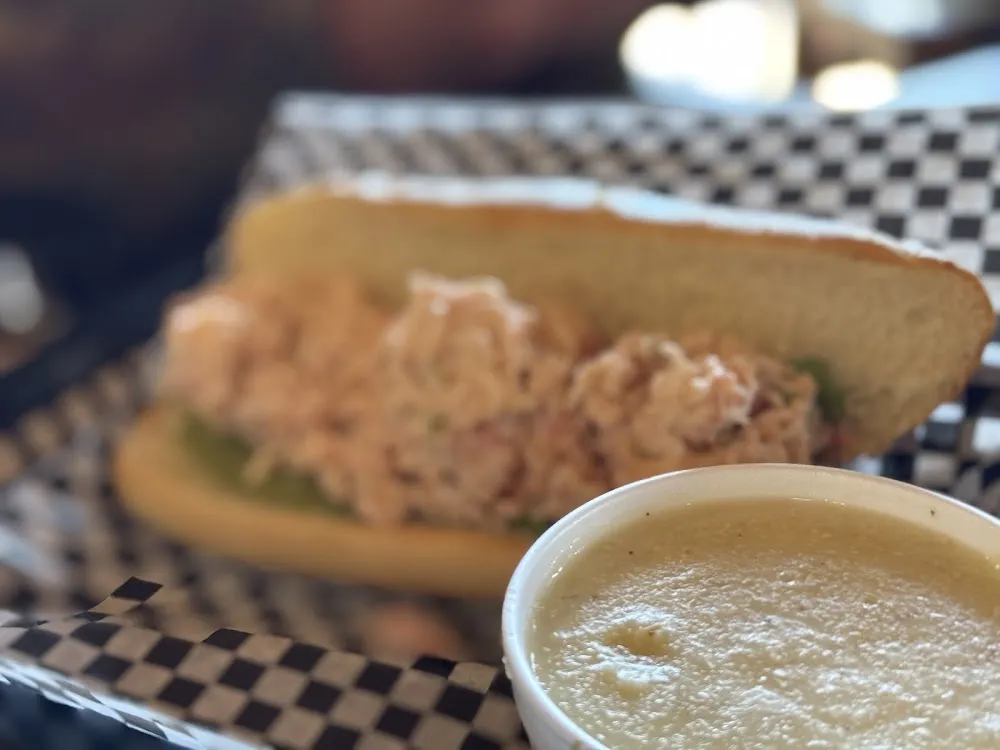 Lobster Roll and Gouda Grits